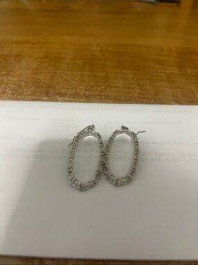 Kendra Scott Silver Chain-Link Oval Hoop Earrings